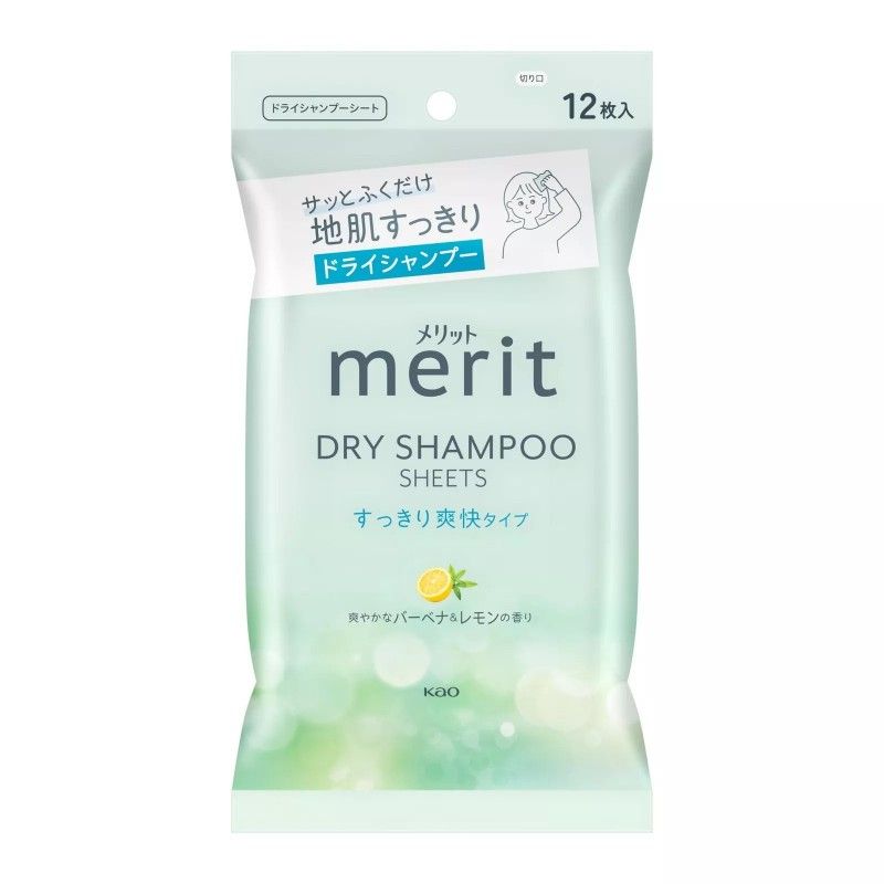 KAO Merit Day Plus Dry Shampoo Sheets White Green 12pcs