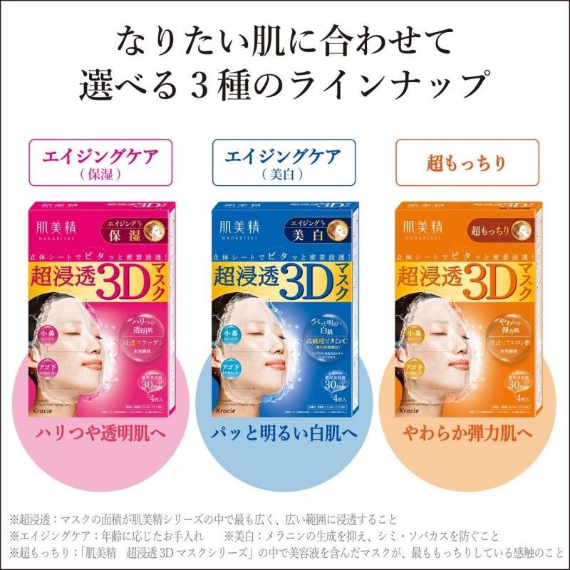 Kracie Hadabisei Super Penetrating 3D Moist Face Mask 4pcs