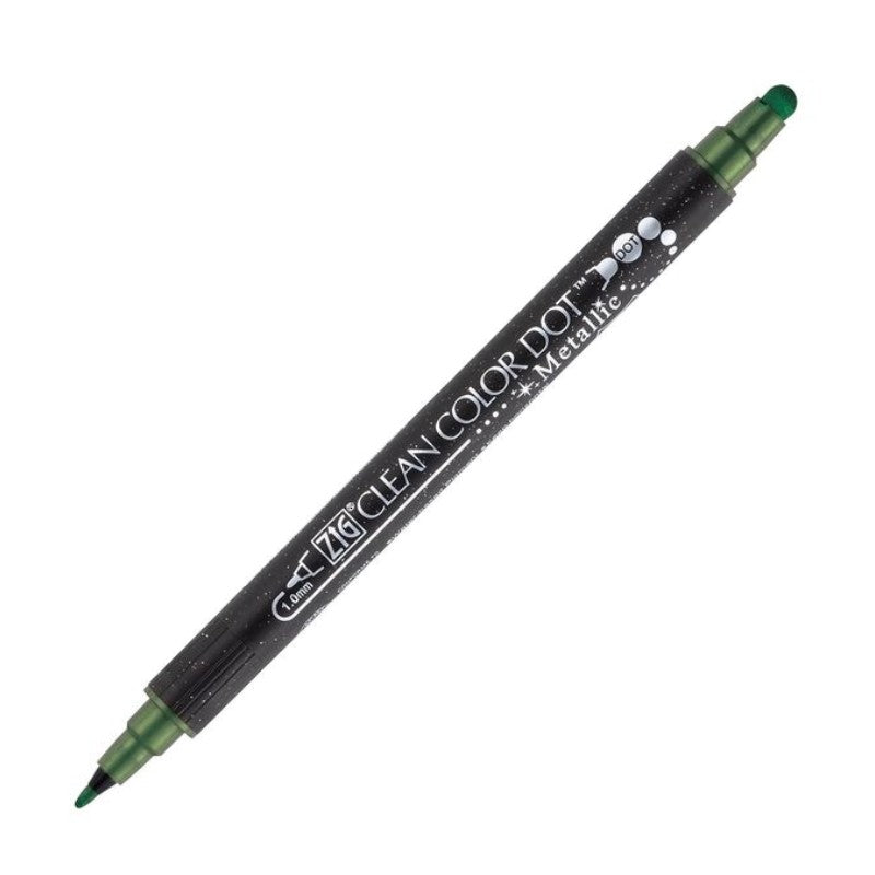 Kuretake Zig Clean Colour Dot Single Marker Metallic Green