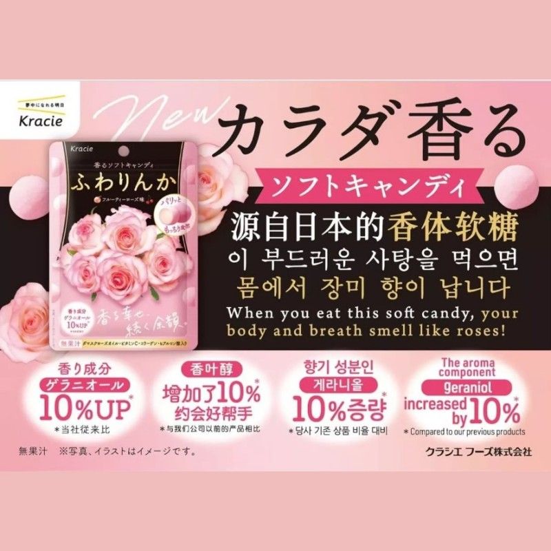 Kracie Fuwarinka Beauty Fruity Flavor Candy Rose 35g