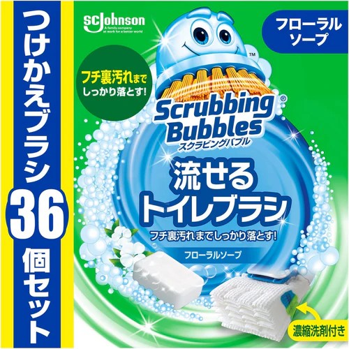 Johnson Scrubbing Bubbles Flushable Toilet Brush Refills Floral Soap Scent 24pcs