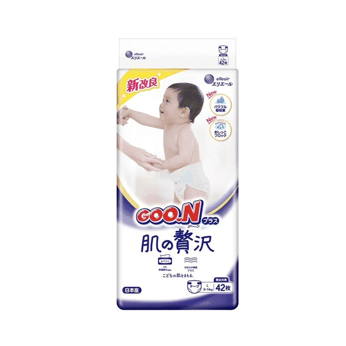 GOO.N Plus Luxury Sensitive Skin Nappy Size L (9-14kg) 42pcs