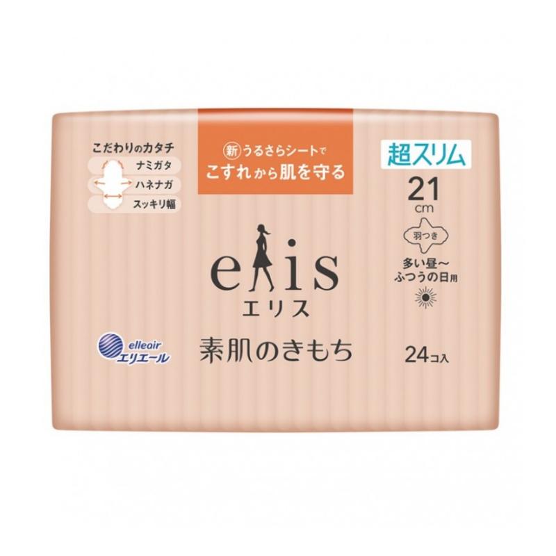 Daio Elis Bare Skin Feeling Super Slim Sanitary Pads With Wings 21cm 24pcs
