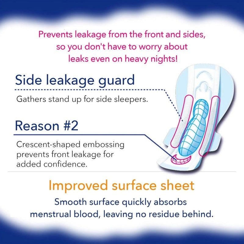 Daio Paper Elis Ultra Safe Overnight Sanitary Napkins With Wings 40cm 10pcs