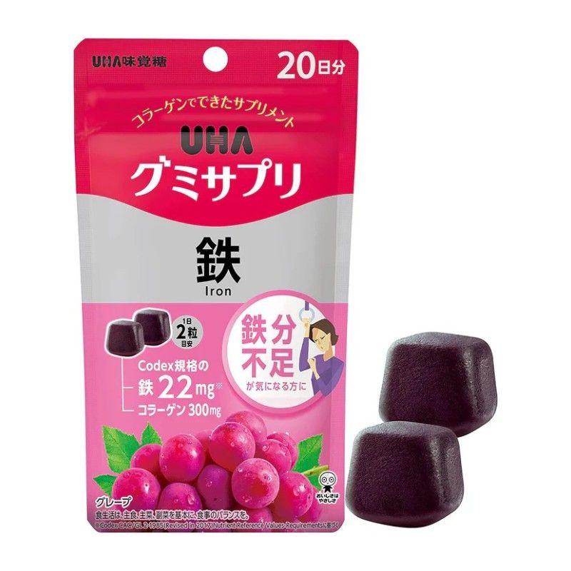 UHA Gummy Supplement Iron Grape Flavor 40 Tablets