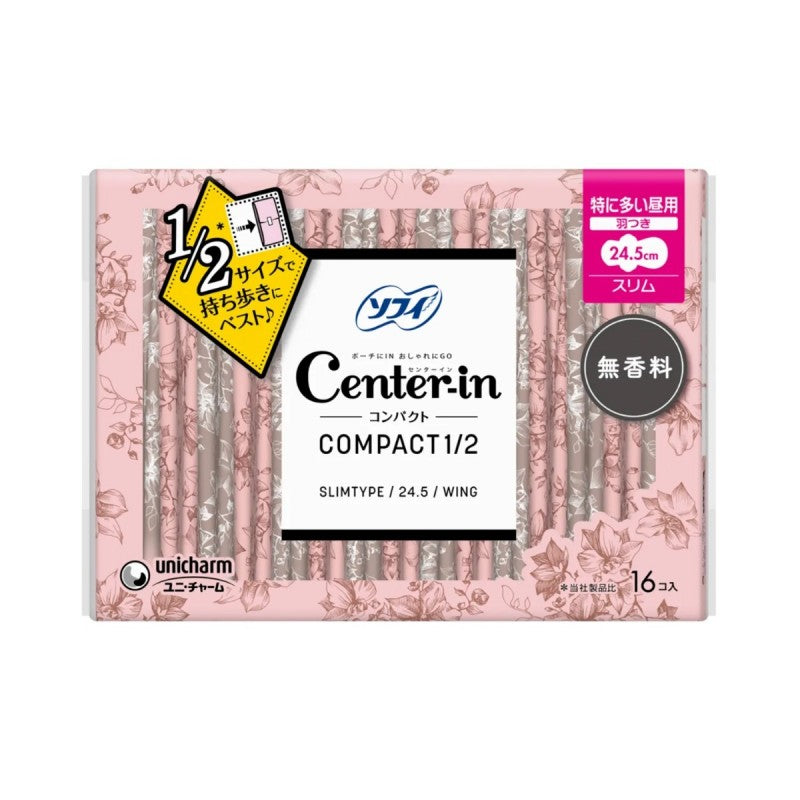 Unicharm Center-in Compact 1/2 Day Sanitary Pads With Wings 24.5cm 16pcs