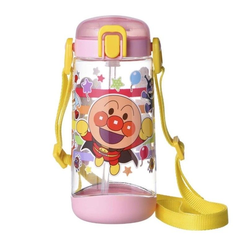 LEC Anpanman Clear Water Bottle Straw Type 450ml