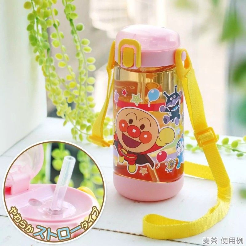 LEC Anpanman Clear Water Bottle Straw Type 450ml