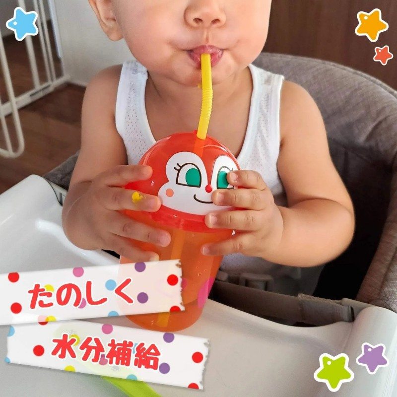 LEC Anpanman Straw Cup Orange Dokin-chan 300ml