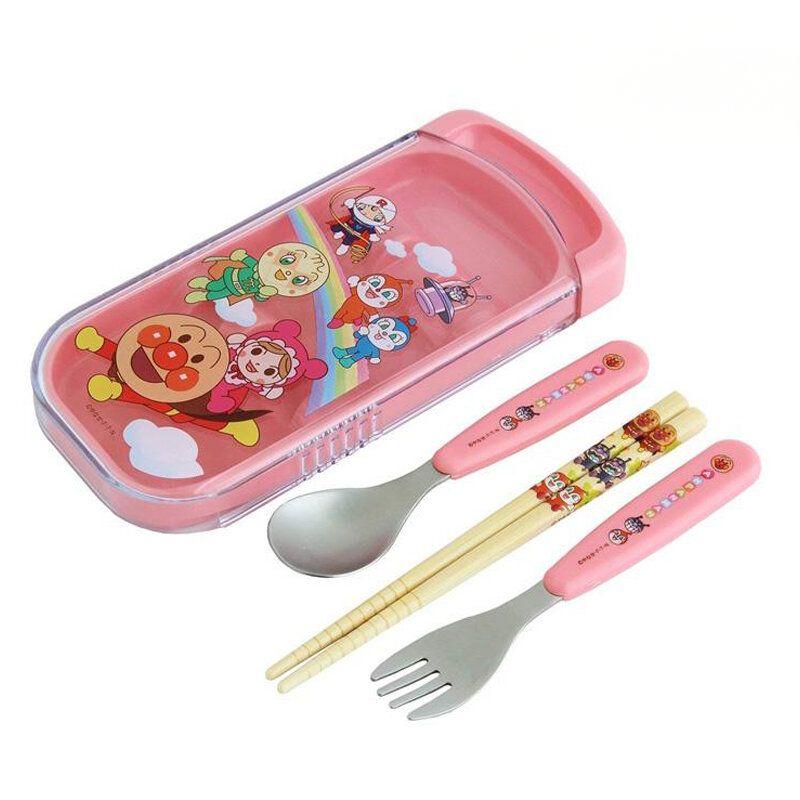 Lec Anpanman Slide Set (Chopsticks Spoon Fork) Pink