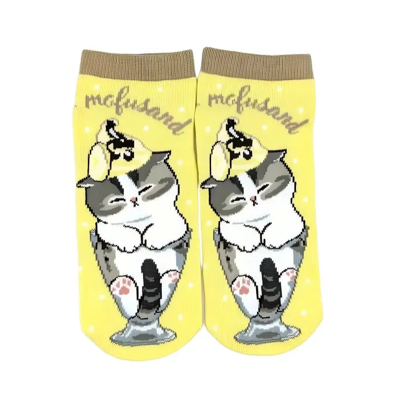 Mofusand Ankle Socks Cat Parfait Chocolate Banana