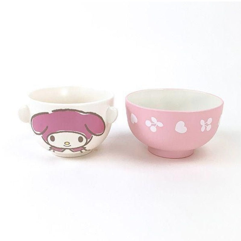 Sanrio Ceramic Tea Bowl & Melamine Soup Bowl Set My Melody Watercolor