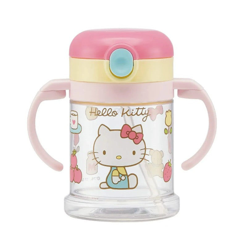 Skater Straw Sippy Cup with Foldable Handles Hello Kitty 260ml