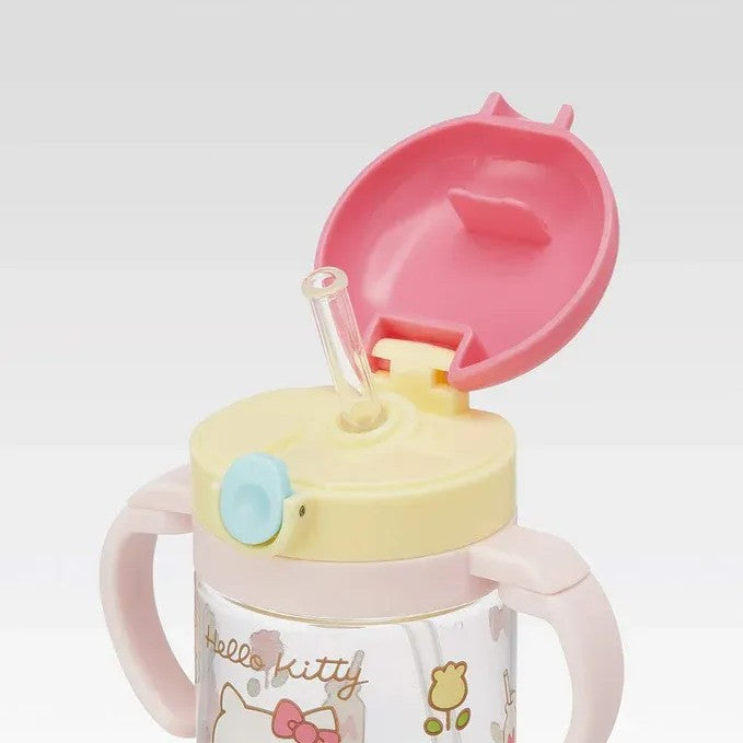 Skater Straw Sippy Cup with Foldable Handles Hello Kitty 260ml