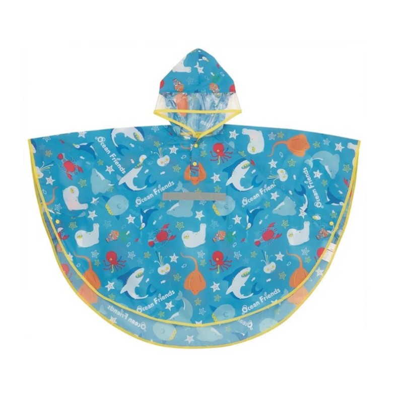 Skater Children's Cape-style Raincoat Ocean World