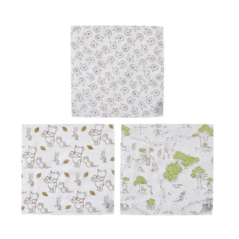Disney Winnie The Pooh Muslin Dish Cloths 3PCS 30x30cm