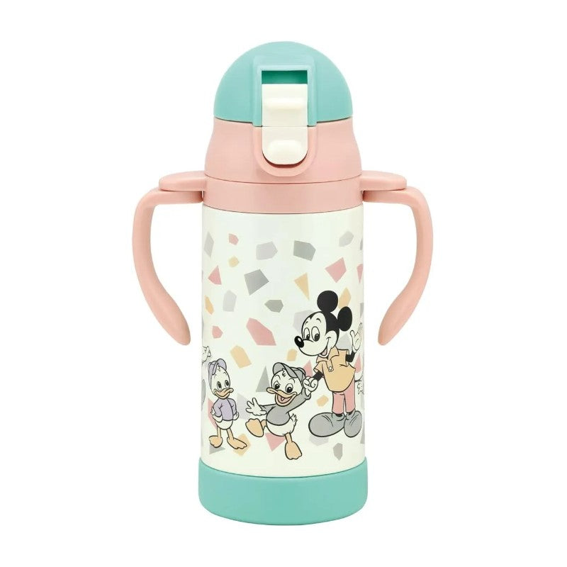 Skater Two-Handed Stainless Steel Water Bottle With Straw Mickey 350ml