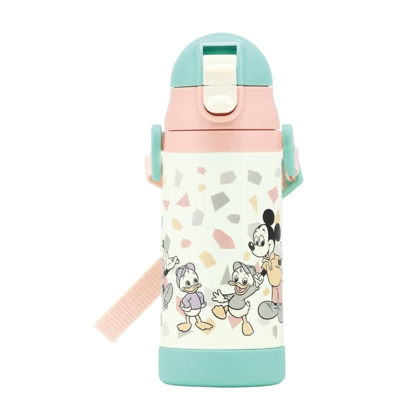 Skater Two-Handed Stainless Steel Water Bottle With Straw Mickey 350ml