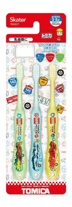 Skater Tomica Toothbrush with Cap For 3-5 Years Old 3pcs