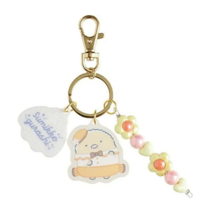 San-X Acrylic Keychain 3 Charm Sumikko Gurashi Penguin Lagoon Tonkatsu Fried Pork With Beads