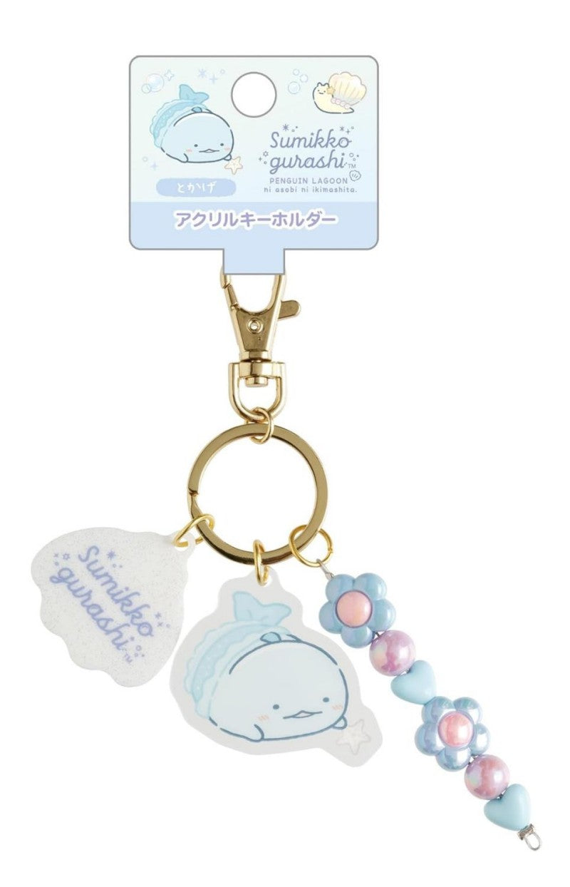 San-X Acrylic Keychain 3 Charm Sumikko Gurashi Penguin Lagoon Tokage With Beads