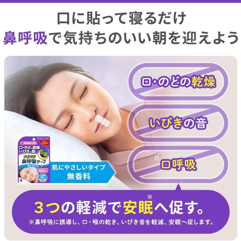 Kobayashi Pharmaceutical Nightmin Nasal Respiration Tape 21pcs