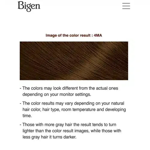 Hoyu Bigen Cream Tone Grey Hair Dye #4MA Maroon Brown