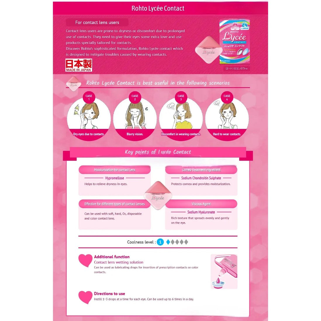 Rohto Lycee Contact Eye Drops for Contact Lens Users 8ml