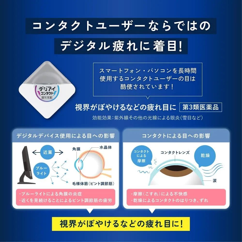 Rohto Digi Relief Eye Drops Light Damage Protection for Contact Lenses 12ml