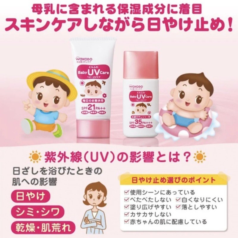 Wakodo Mil-Fuwa Baby UV Care SPF21 for Everyday Walks