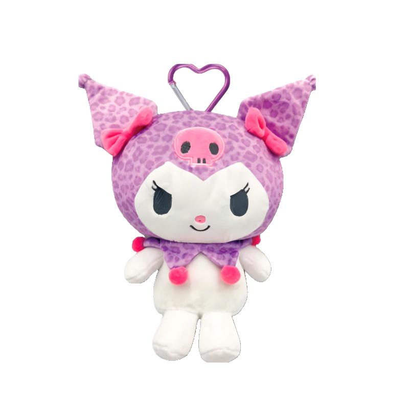 Sanrio Leopard Print Mascot Pouch with Carabiner Kuromi