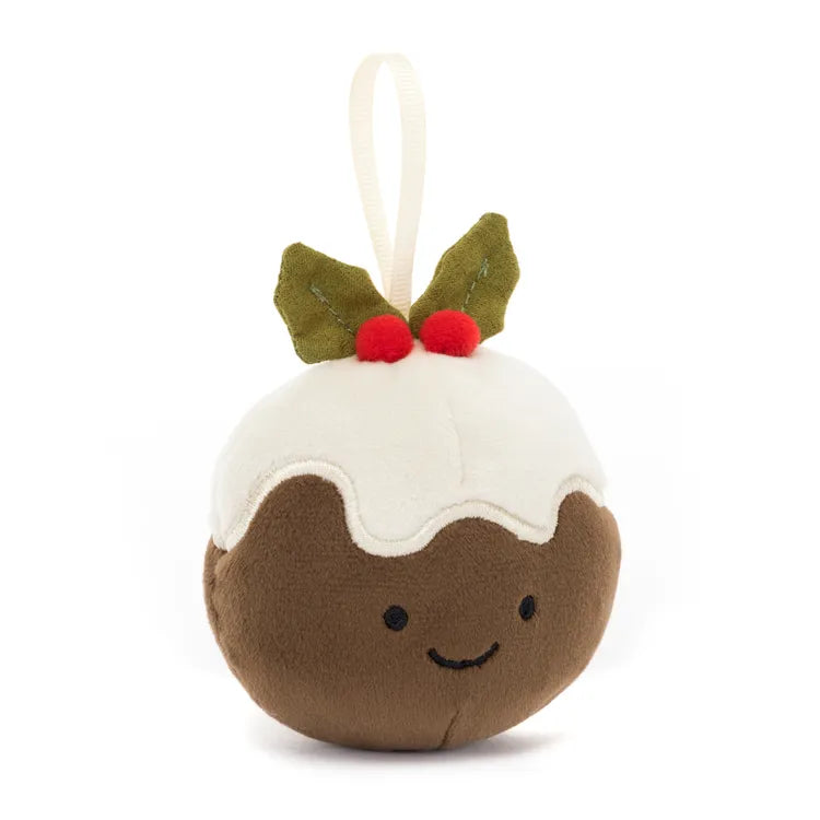 Jellycat Festive Folly Christmas Pudding Hanging Decoration 7cm