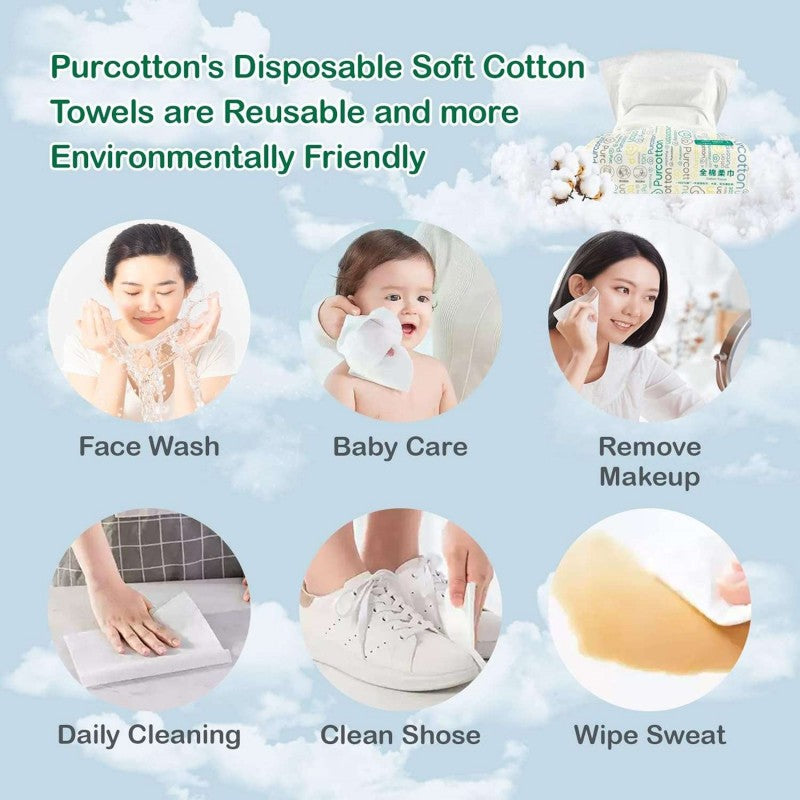 Purcotton Disposable Face Towels 6 Packs