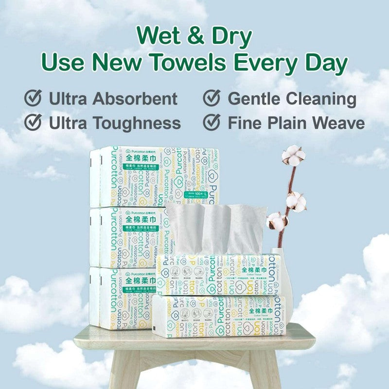 Purcotton Disposable Face Towels 6 Packs