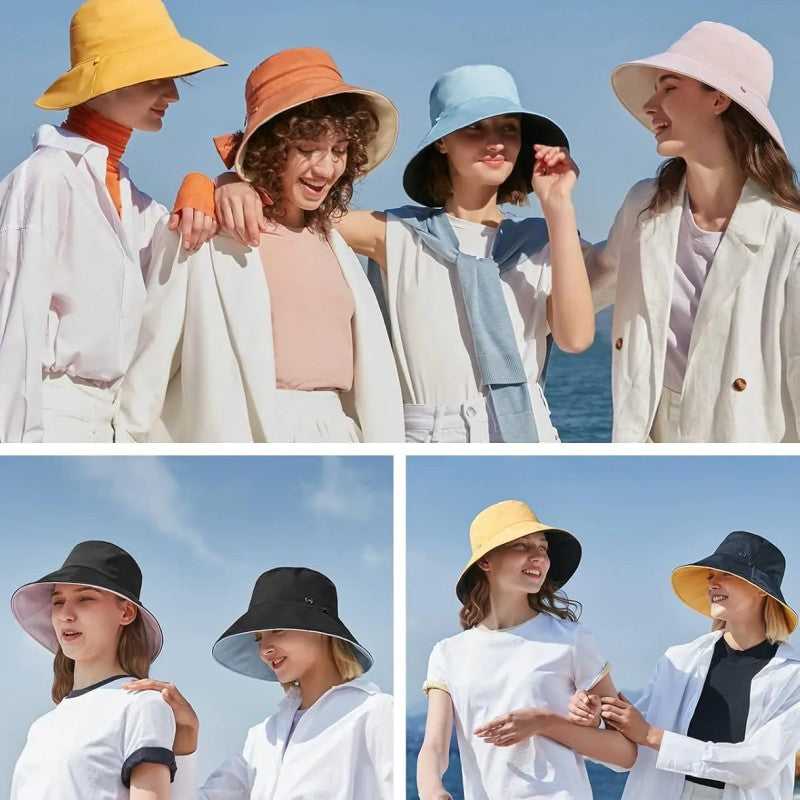 Beneunder Bucket Hats UPF50+ Dual Side Wearable Pink+Black
