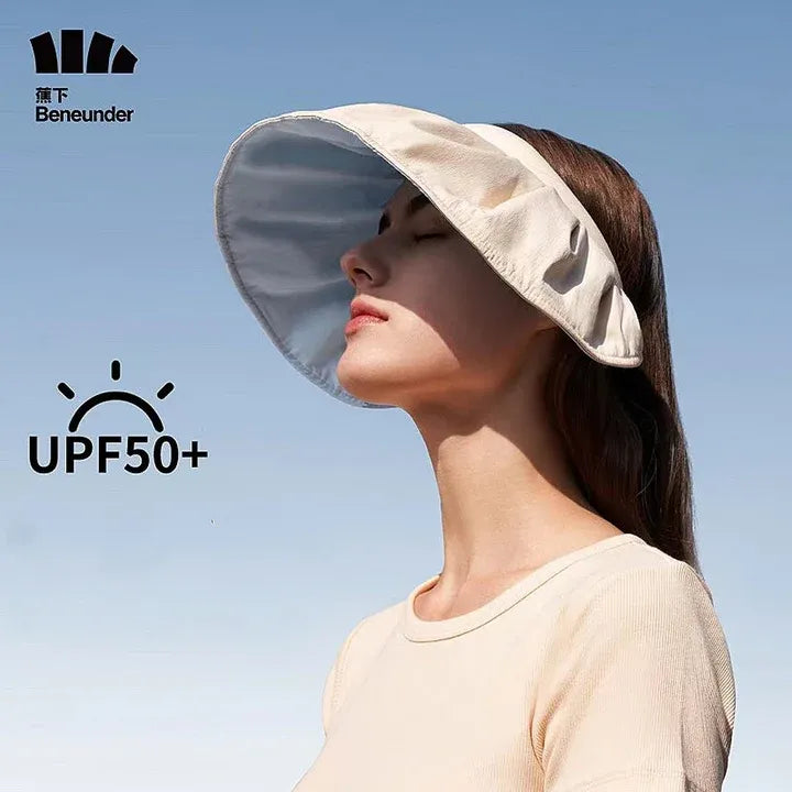 Beneunder UV Protection Foldable Sun Shell Hat UPF50+ Light Beige