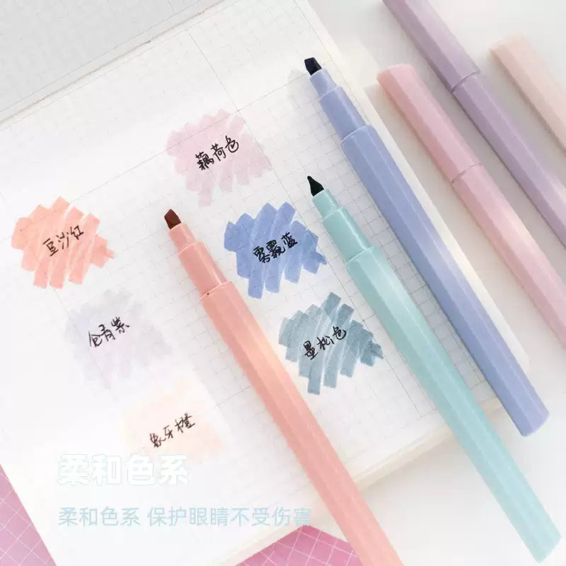 Jiwusha Cream Color Highlighter Pen Set 7211B 6pcs