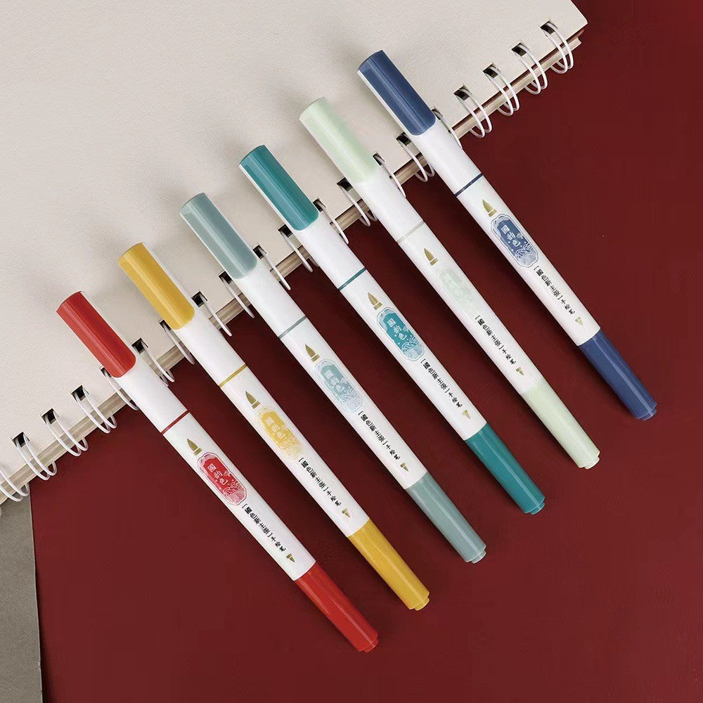 Jiwusha Double-tip Soft Hand-painted Pen Pink 1pcs