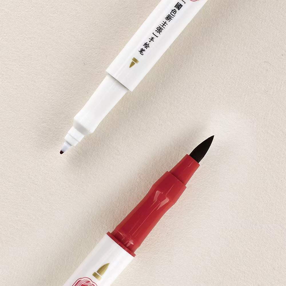 Jiwusha Dual Ended Hand Painted Brush Koyu Kırmızı