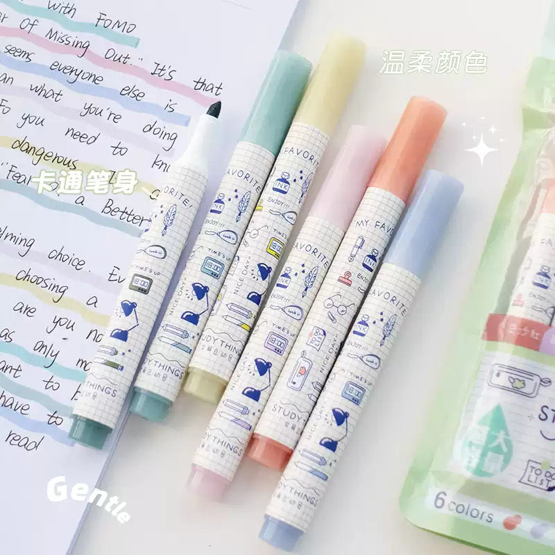 iwusha Eye-Friendly Highlighter Pen Set HP7255A 6pcs