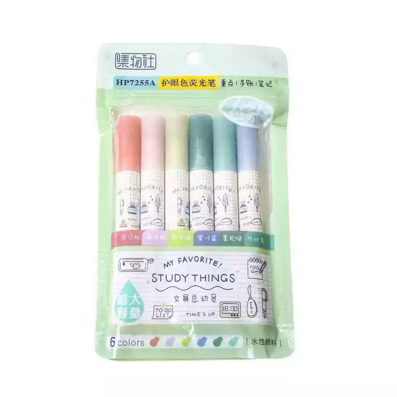iwusha Eye-Friendly Highlighter Pen Set HP7255A 6pcs