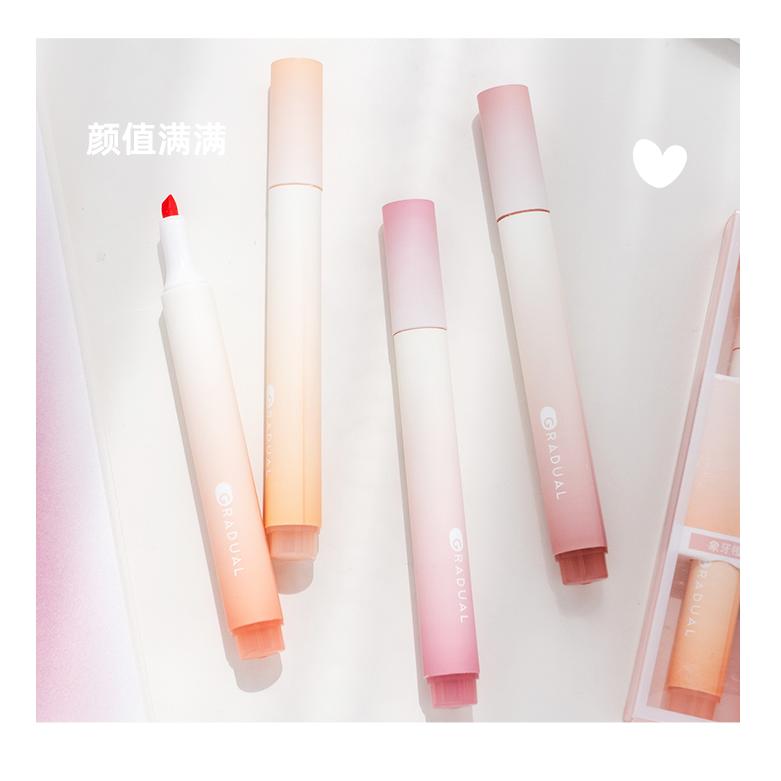 Jiwusha Gradual Monet Color Highlighter Pen Peach Milk Puff 4pcs