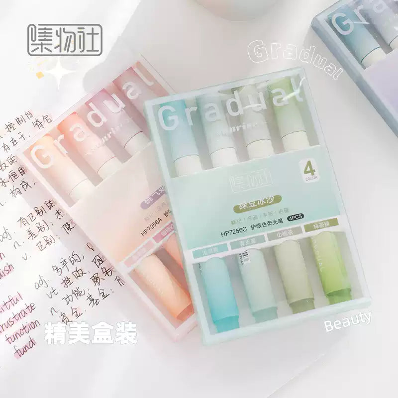 Jiwusha Gradual Monet Color Highlighter Pen Peach Milk Puff 4pcs