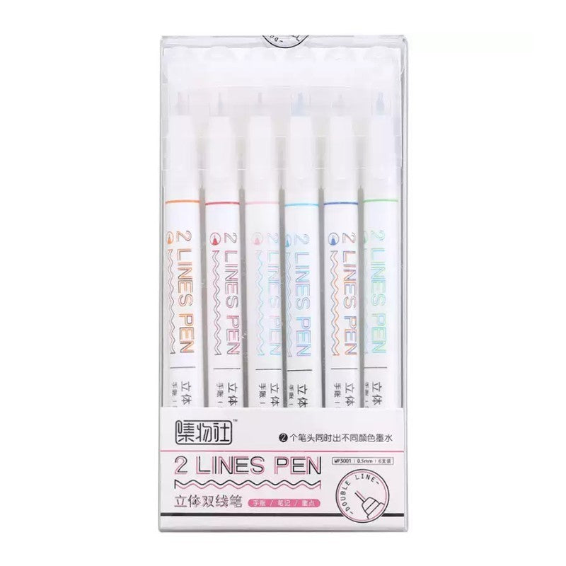 Jiwusha Double Color Outline Pen Red & Black 1pcs