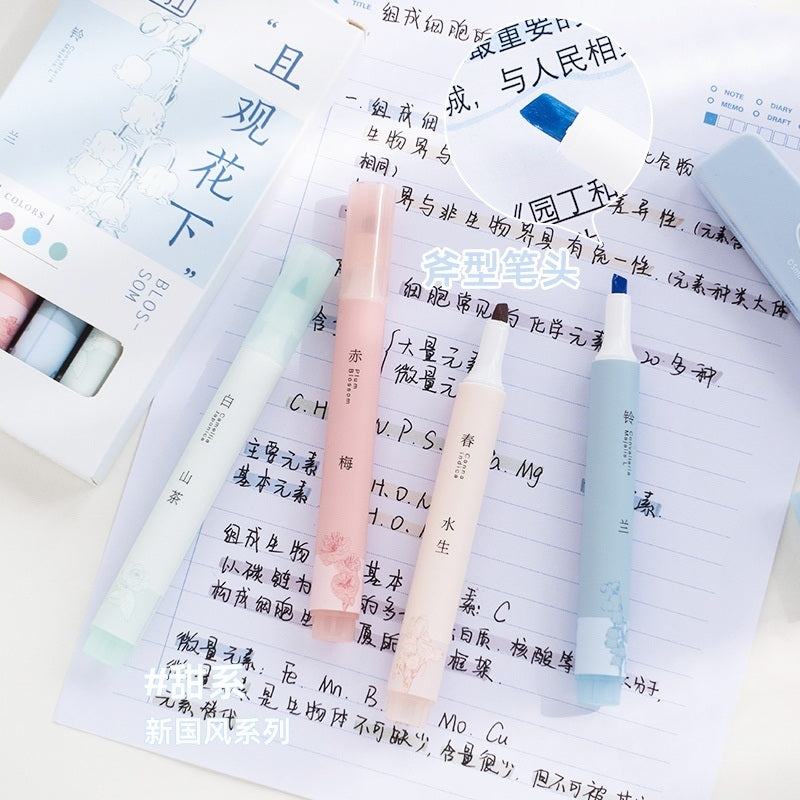 Jiwusha Eye-Friendly Highlighter Pen Set 7257A 4pcs