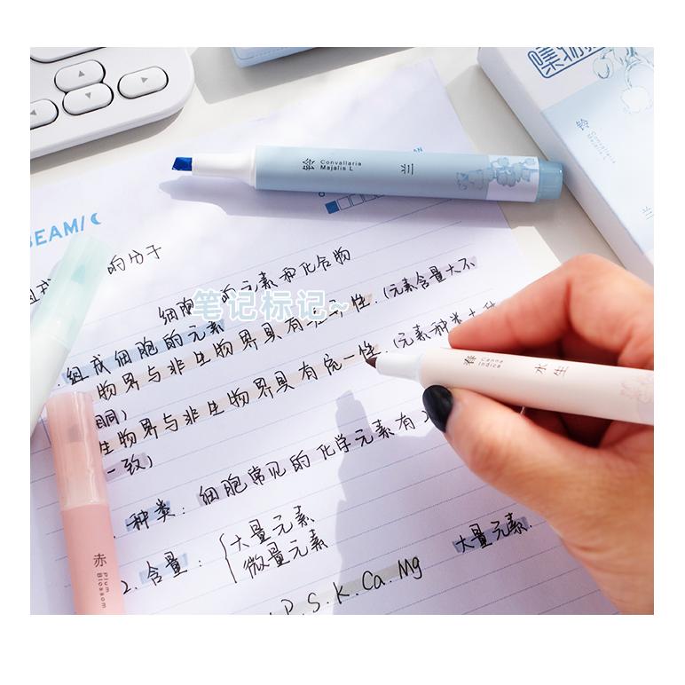 Jiwusha Eye-Friendly Highlighter Pen 7257C Flower 4pcs