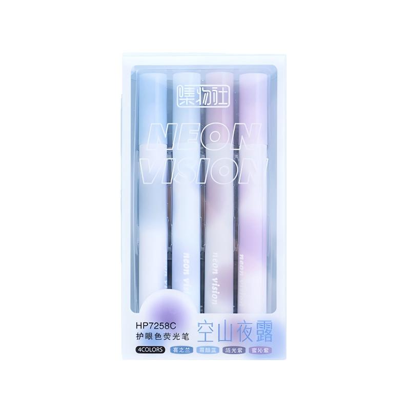 Jiwusha Eye-Care Colorful Chisel Tip Highlighter Set 7258C 4pcs