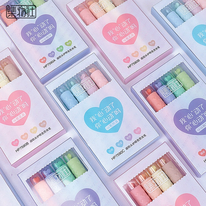 Jiwusha Heart Soft Tip Highlighter Pen 7590B