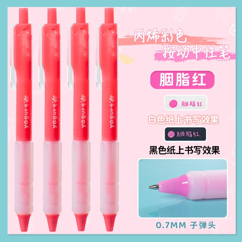 Jiwusha Acrylic Colored Retractable Gel Pen GP9300 Rouge Red 1pcs