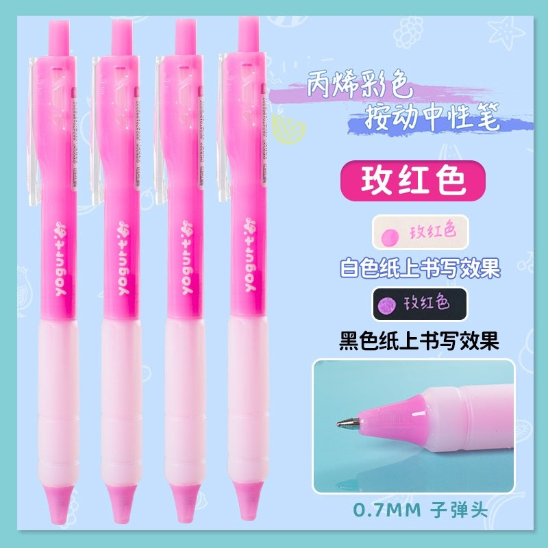 Jiwusha Acrylic Colored Retractable Gel Pen GP9300 Rose Red 1pcs